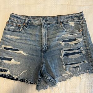 American Eagle Outfitters Blue Distressed Jean Shorts